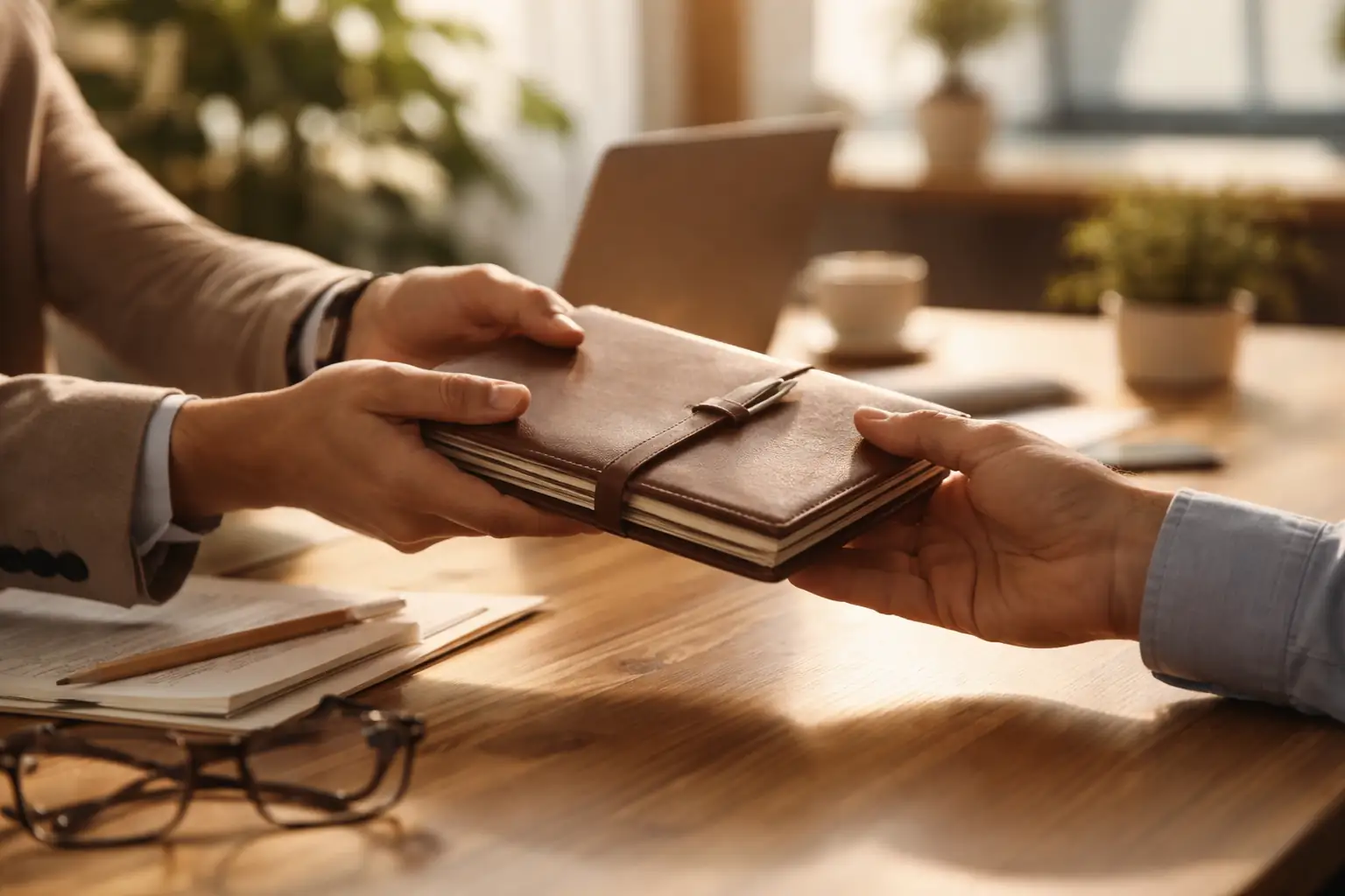 A close-up of a professional handshake representing a respectful hiring process and positive candidate experience.