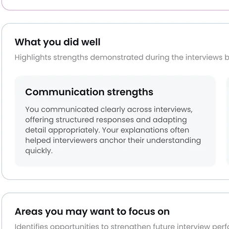 Maslow Interview Snapshot report sent to candidate showing their key strengths.